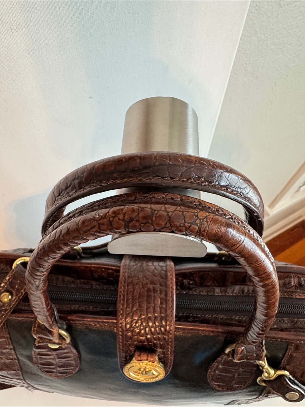 Vintage Brahmin Addison Croc Embossed Leather Satchel - Picture 3 of 15